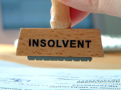 Ein Stempel mit dem Wort "INSOLVENT".